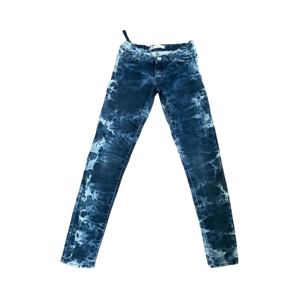 Levi's 710 adjustable waist Super Skinny Tie dyed Blue Jeans size 12 Regular GUC